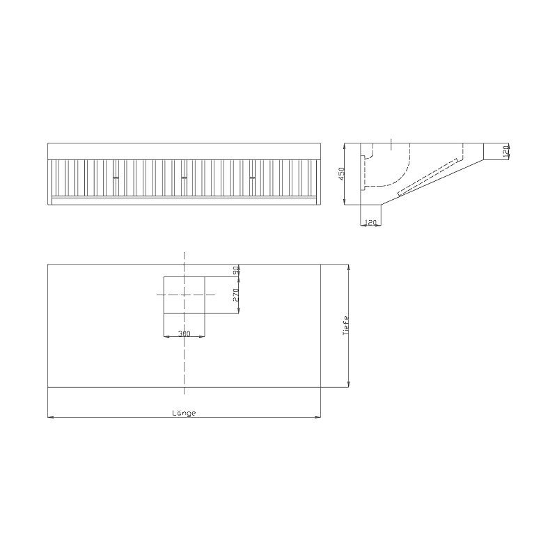 Wandhaube ohne Motor B 3200 x T 700