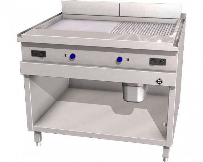MKN Gas-Griddleplatte 2 glatt/geriffelt - Optima 850