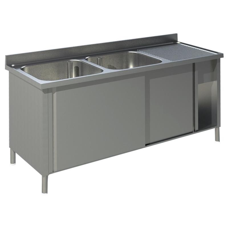 KBS Spülschrank mit Schiebetüren B 140cm - Becken links