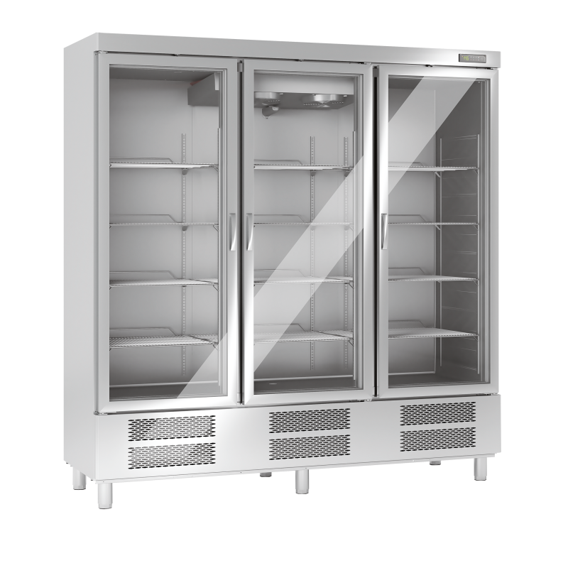 KBS Edelstahlkühlschrank mit Glastüren KU 1900 G