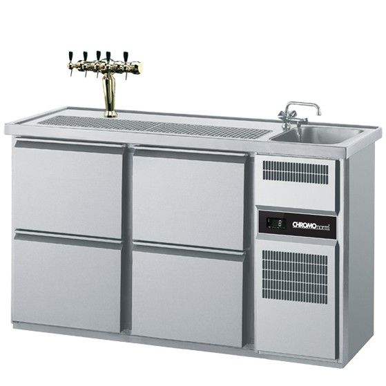 Chromonorm Biertheke 1 Becken rechts / 4 Schubladen