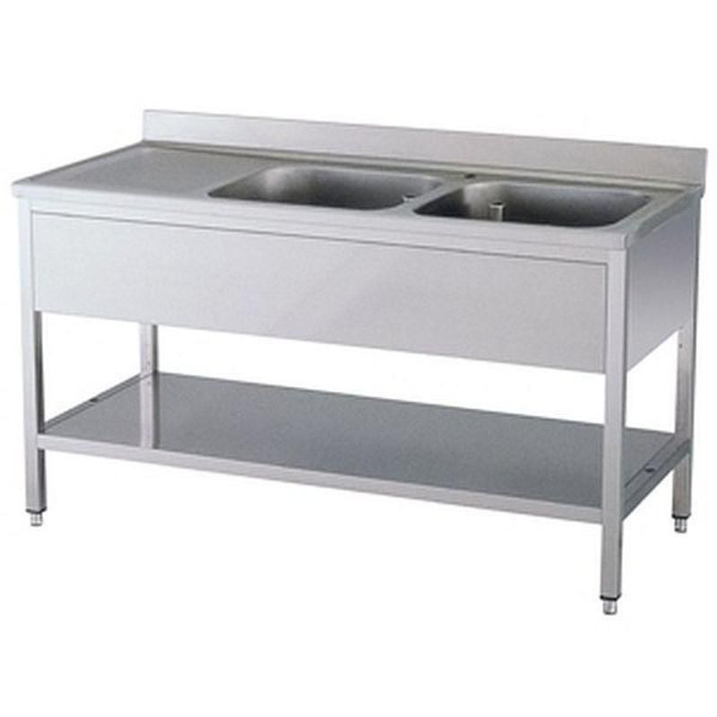 KBS Spültisch 2 Becken rechts mit Aufkantung B 140cm