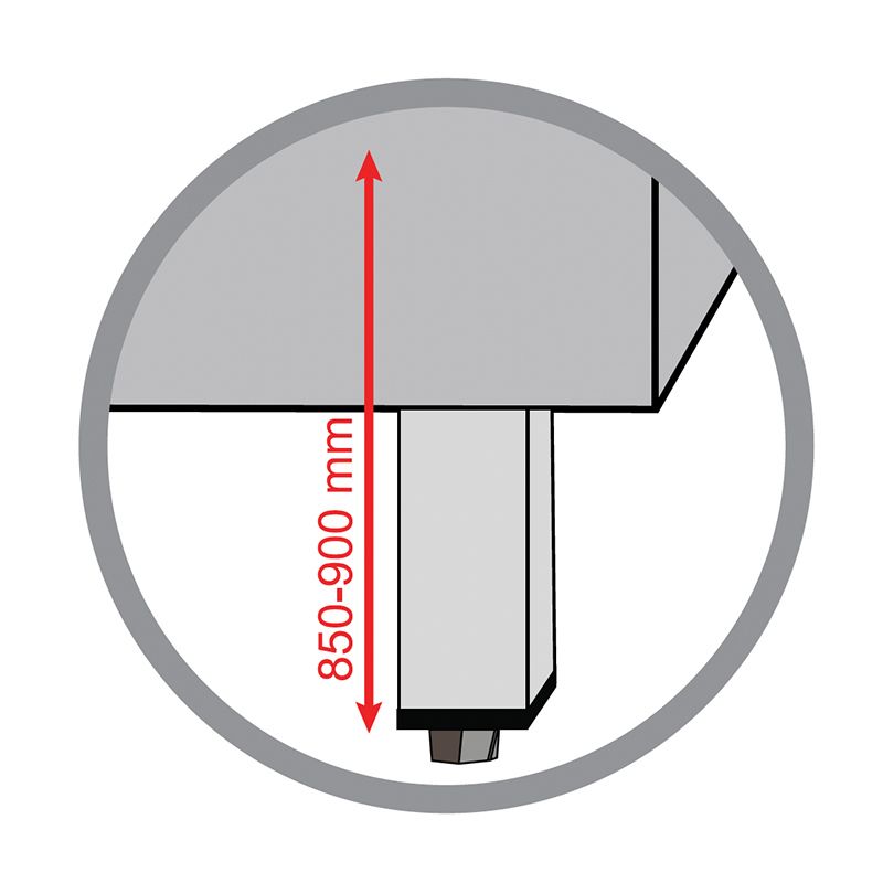 Chromonorm Arbeitsschrank ohne Türen - mit Aufkantung - B 400 x T 600 x H 850-900 mm