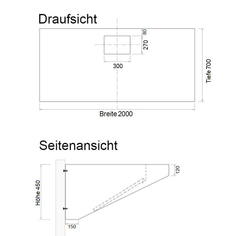 Wandhaube mit Motor - B 2000 x T 700