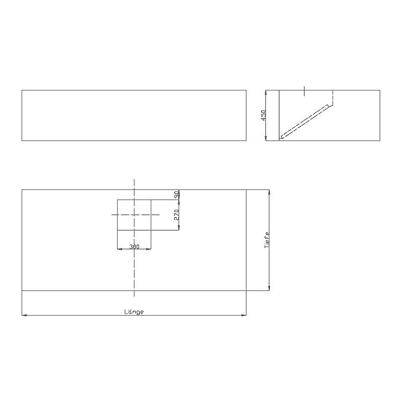 Deckenhaube ohne Motor - B 1600 x T 1100
