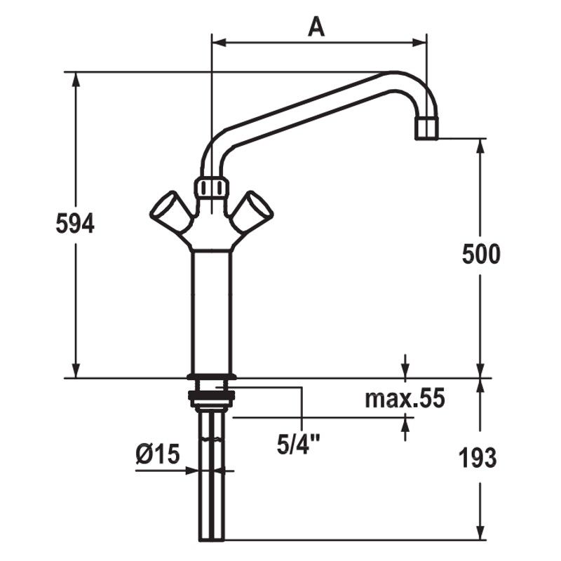 KWC Gastro Einloch Mischbatterie K.24.41.20.000C07  Standsäule - A 300
