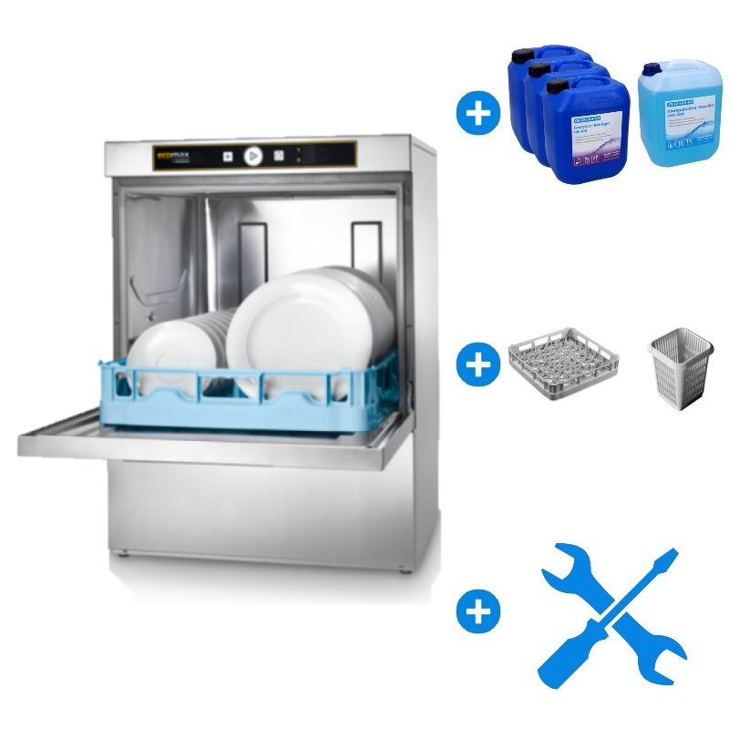 ecomax Geschirrspülmaschine Komplettset F504S-12C + Reiniger + Aufstellung + Einweisung