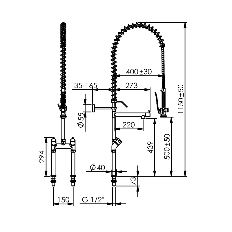 Echtermann CLASSIC CLEAN Zweigriffmischbatterie mit Schwenkauslauf