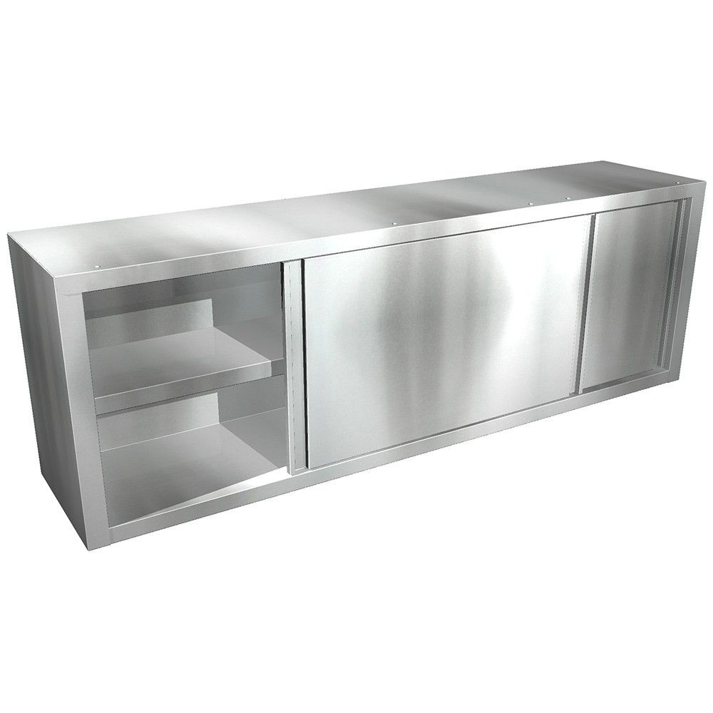 Edelstahl Wandhängeschrank, Schiebetüren - B 1800 x T 400 x H 600 mm