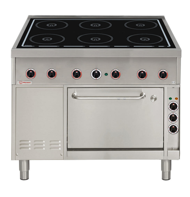 Berner Induktionsherd BIH6KTDUB34 mit 6 Kochstellen und Umluft Backofen