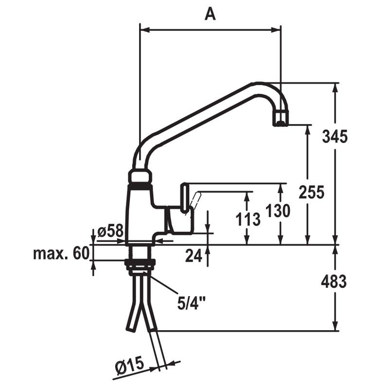 KWC Gastro Einloch Mischbatterie - Tischarmatur - A 450