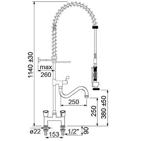 Profi Zweiloch Geschirrbrause Premium Plus 591000 - Tischarmatur Profi Zweiloch Geschirrbrause Premium Plus 591000 - Tischarmatur