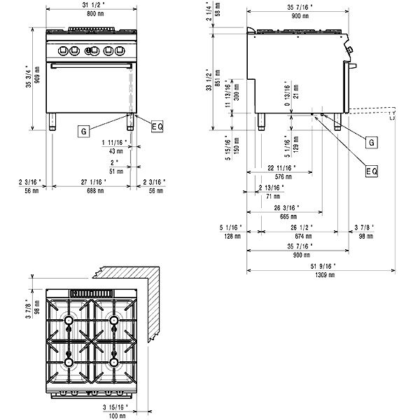 Zanussi Gasherd GH9/4F-GB-S-01 - Serie EVO 900 Zanussi Gasherd GH9/4F-GB-S-01 - Serie EVO 900