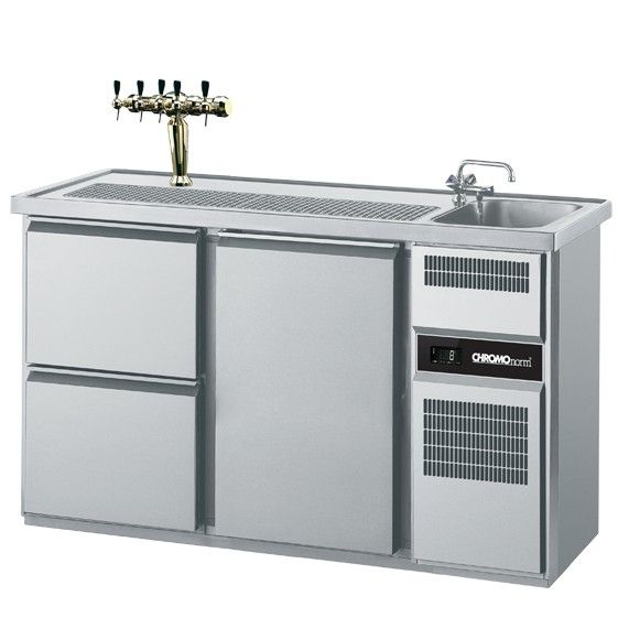 Chromonorm Biertheke [1 Becken rechts / 2 Züge und 1 Tür]